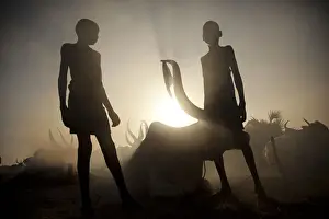 Unity State, South Sudan. A cattle camp at dawn near Leer