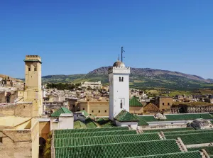 Fez Meknes Region Prints: The University and Mosque of al-Qarawiyyin or al-Karaouine, elevated view, Fes