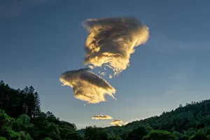 Images Dated 11th August 2021: Unusual Clouds at Sunset, Betws-y-Coed, Caernarfonshire, Wales