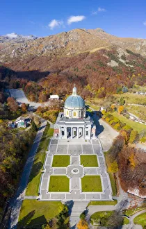 Virgin Mary Prints: Upper basilica of the Sanctuary of Oropa in autumn, Biella, Biella district, Piedmont