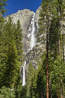 Images Dated 7th February 2022: Upper & Lower Yosemite Falls in Winter, Yosemite National Park, California, USA