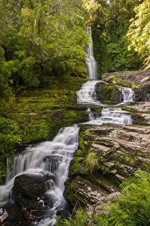 Aotearoa Prints: Upper McLean Falls in Catlins Forest Park, The Catlins, Otago Region, South Island