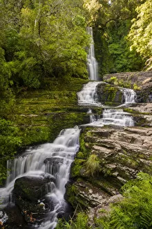 Streams Collection: Upper McLean Falls in Catlins Forest Park, The Catlins, Otago Region, South Island