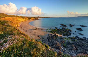 Roof Prints: Upton Towans Beach at sunset, Godrevy, Cornwall, United Kingdom