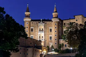 Marche Prints: Urbino by night, Marche, Italy