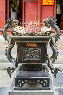 Dragon Prints: Urn with dragons inside of Temple of Literature, Dong Da District, Hanoi, Vietnam