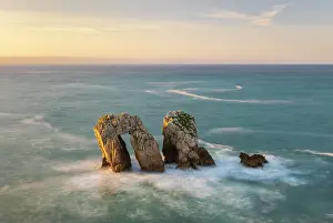 Natural Arch Prints: Urro del Manzano sea stacks and natural arch on the Costa Quebrada near Liencres