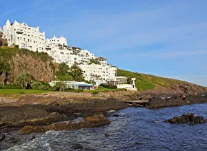 Uruguay, Maldonado Department, Punta Ballena, View of the Casapueblo, hotel, museum
