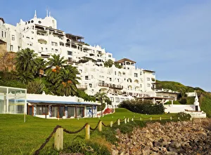Uruguay, Maldonado Department, Punta Ballena, View of the Casapueblo, hotel, museum