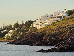 Uruguay, Maldonado Department, Punta Ballena, View of the Casapueblo, hotel, museum