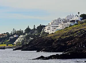 Uruguay, Maldonado Department, Punta Ballena, View of the Casapueblo, hotel, museum