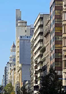 Images Dated 23rd September 2016: Uruguay, Montevideo, Buildings on 18 de Julio Avenue viewed from the Plaza Independencia