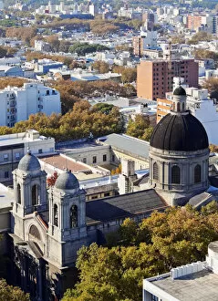 Uruguay, Montevideo, Elevated view of the Sacred Heart Church viewed from the City Hall