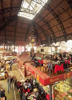 Eating Out Prints: Uruguay, Montevideo, Old Town, Interior view of the Mercado del Puerto
