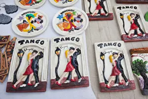 Uruguay Prints: Uruguay, Montevideo, Plaza Constitucion flea market, Uruguayan souvenirs