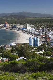 Uruguay Prints: Uruguay, Piriapolis, resort town from Cerro San Antonio hill, morning