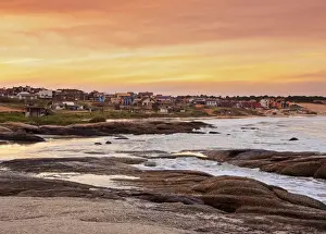 Cabins Prints: Uruguay, Rocha Department, Sunset over Punta del Diablo