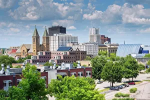 Akron Prints: USA, Akron, Ohio, Downtown Skyline