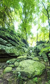 Akron Prints: USA, Akron, Ohio, The Ledges Is A Trail Of Ancient Towering Rock Formations And Sandstone Cliffs