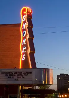 Alabama Prints: USA, Alabama, Florence, Shoals Theatre, Neon, Dusk