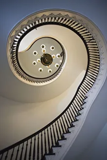 USA, Alabama, Montgomery, Alabama State Capitol, b. 1851, interior staircase