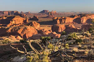 Red Rock Prints: USA, Arizona, View over Monument Valley from the top of Hunts Mesa