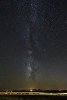 USA, Arizona, Willcox, Milky way and highway at night