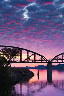 Footbridge Prints: USA, Arkansas, Little Rock, Clinton Presidential Park Bridge and Arkansas River
