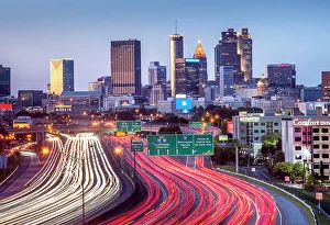 Q2 2023 Collection: USA, Atlanta, Georgia, Downtown Skyline, Interstate 75, Fulton County, Dusk