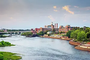 Riverfront Prints: USA, Augusta, Georgia, Columbus, Chattahoochee River, Restored Textile Mill Buildings