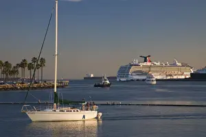 Long Beach Prints: USA, California, Long Beach, Port of Long Beach from Shoreline Village