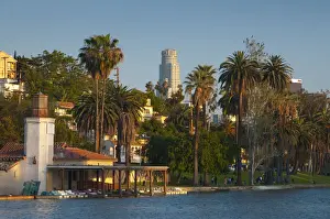 Downtown Skyline Prints: USA, California, Los Angeles, Downtown skyline from Echo Park
