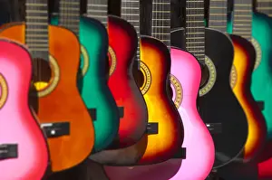 USA, California, Los Angeles, El Pueblo de Los Angeles, Guitars