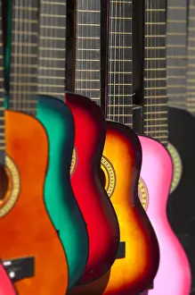 USA, California, Los Angeles, El Pueblo de Los Angeles, Guitars
