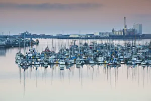 USA, California, Northern California, North Coast, Eureka, elevated view of town
