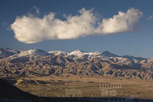 Palm Springs Prints: USA, California, Palm Springs, San Bernardino Mountains and wind generators