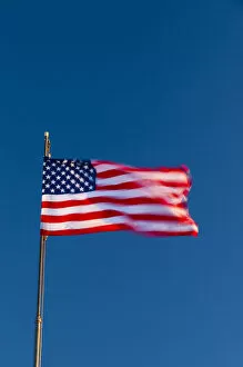Images Dated 4th April 2012: USA, California, Route 66, Barstow, Route 66 Motel, Stars and Stripes flag