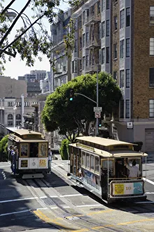 Trams Prints: USA, California, San Francisco, California, Cable Car Tram on Pine Street