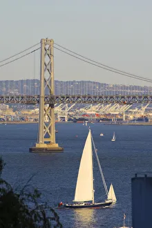 Telegraph Hill Prints: USA, California, San Francisco, Oakland Bay Bridge from Telegraph Hill