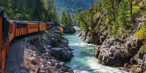 Steam Trains Prints: USA, Colorado, Animas Canyon, Animas River, Durango and Silverton Narrow Gauge Railroad