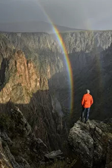 Images Dated 14th July 2015: USA, Colorado, Black Canyon of the Gunnison National Park, Man looking into canyon with