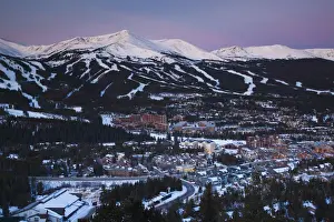 Skiing Prints: USA, Colorado, Breckenridge, elevated town view from Mount Baldy