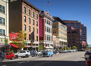 Colorado Springs Prints: USA, Colorado, Colorado Springs, Tejon Street, Historic Achitecture, VW Bus