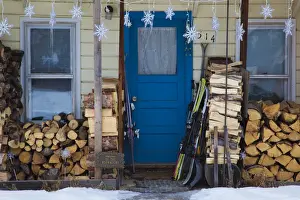 Crested Butte Prints: USA, Colorado, Crested Butte, house detail, winter