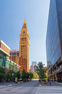 Denver Prints: USA, Colorado, Denver, 16th Street pedestrian mall, Daniels and Fisher Tower