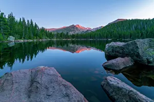 Western Usa Prints: USA, Colorado, Rocky Mountain National Park, Longs Peak mountain from Bear Lake