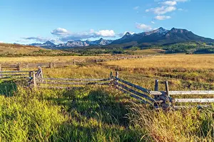 Fences Prints: USA, Colorado, Telluride, Hastings Mesa and Mount Sneffels Range of the Rocky Mountains