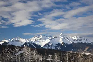 Skiing Prints: USA, Colorado, Telluride, morning view of the San Miguel Mountains