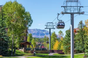Telluride Prints: USA, Colorado, Telluride, Mountain Village, Mountain Village Gondola