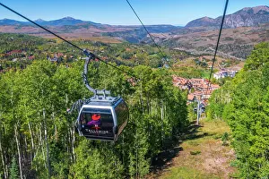 Elevated Viewpoints Prints: USA, Colorado, Telluride, Mountain Village viewed from the Mountain Village Gondola or Cable Car